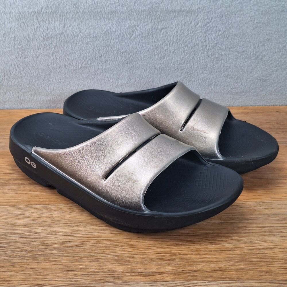 Oofos OOahh Luxe Women's 7 EU 38 Slide Sandals Copper Gold  Recovery Shoes